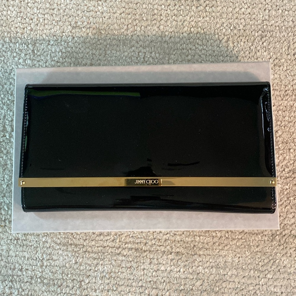 JIMMY CHOO CLUTCH - black patent leather